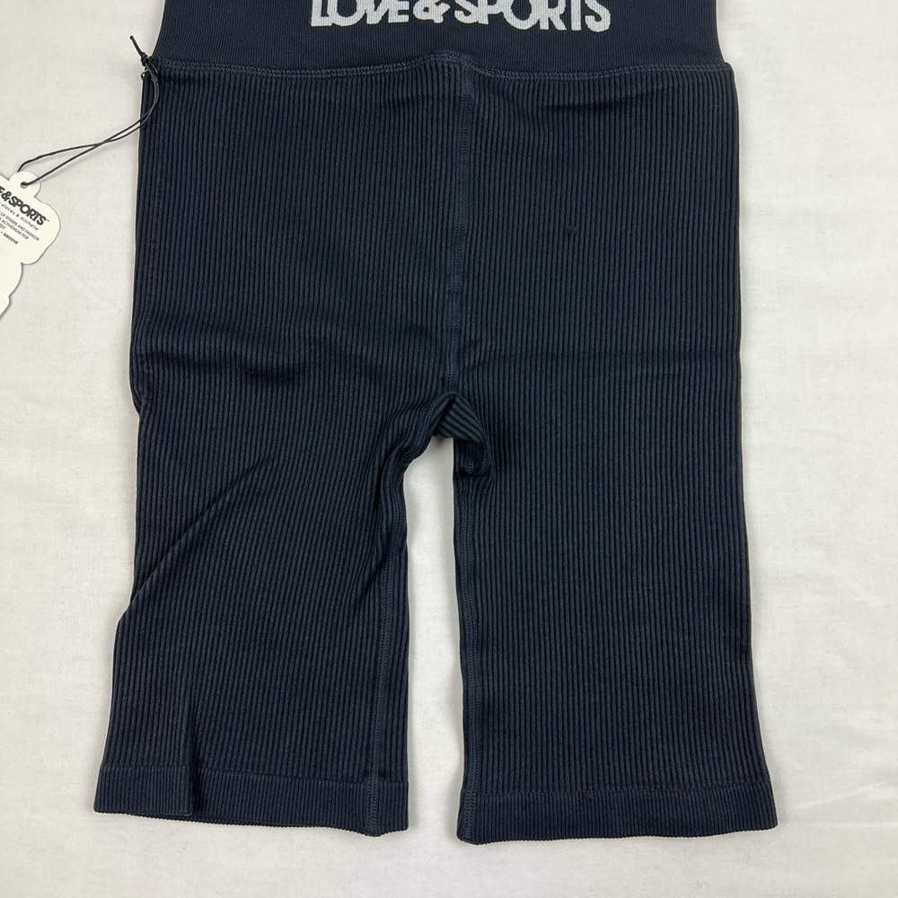 Love & Sports Ribbed Bike Shorts size S 4-6 color black - Picture 2 of 5